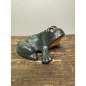Antique solid Cast Iron and hand painted Frog Door Stop